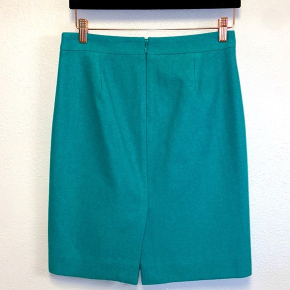 J. Crew The Pencil Skirt Size 2 GREEN Wool Blend Pencil Skirt: 4841 - Picture 2 of 6
